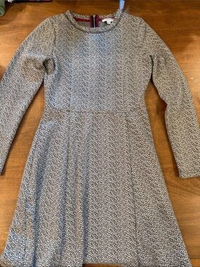 Katherine Barclay Black and White Long-Sleeve Fit & Flare Dress
